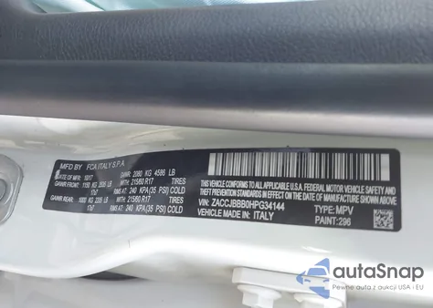 2017 Jeep Renegade Latitude 4X4 из США, поврежденный, VIN ZACCJBBB0HPG34144